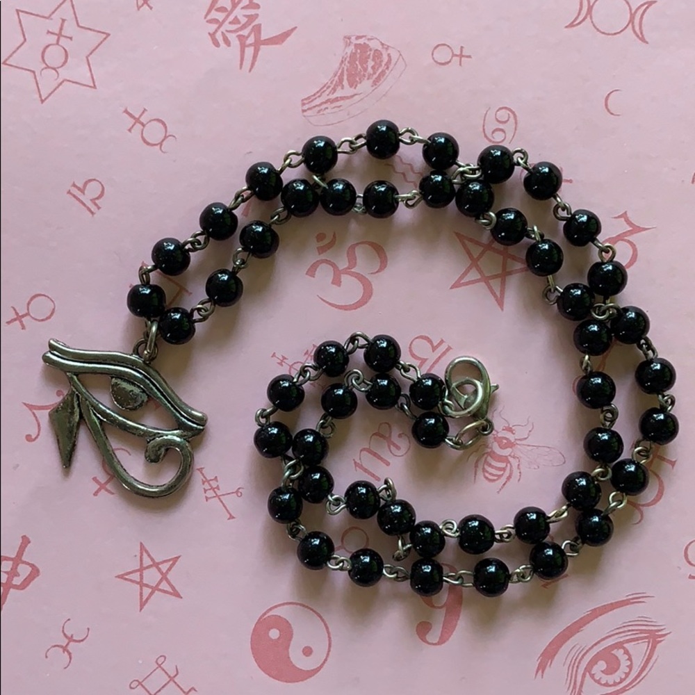 Eye of Horace Jasper Beaded Necklace Wiccan Occult